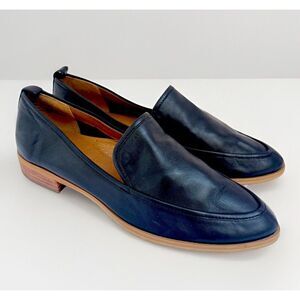 SUSINA Kellen Black Almond Toe Leather Slip Loafer Shoes Women's Sz 7.5 M RN5655